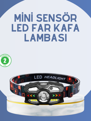 El Sensörlü LED Far Suya Dayanıklı Şarjlı Kafa Lambası