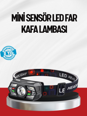 Sensörlü LED Kafa Lambası Kırmızı Beyaz Işık Ayarlanabilir