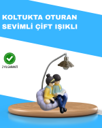 Romantik Çift Temalı Dekoratif Masa Lambası Yumuşak LED Işık