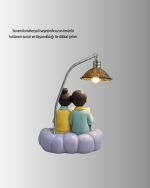 Kitap Okuyan Çift Figürlü Gece Lambası Romantik Dekoratif Masa Lambası - Görsel 3
