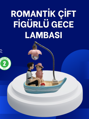 Romantik Sandal Üzerinde Çift Figürü LED Gece Lambası Masa Dekoru