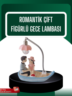 El Ele Tutuşan Çift Figürlü Dekoratif Gece Lambası Romantik Tasarım