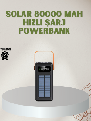 Powerbank Solar Fenerli Çoklu Kablolu Taşınabilir Şarj Aleti
