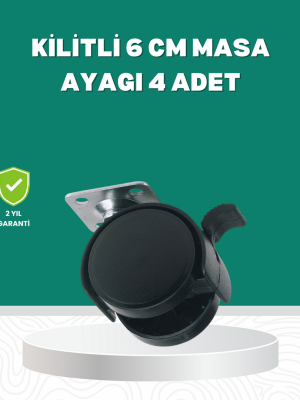 Zemin Korumalı Kilitli Ayak Tekerlek Seti 6 cm