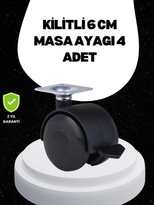 6 cm Kilitli Tekerlek Ayak 4 Adet Sehpa ve Ekipman Uyumlu