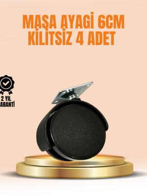 6 cm Kilitsiz Masa Ayağı Tekerleği 4’lü Set Çok Amaçlı