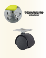 6 cm Kilitsiz Masa Ayağı Tekerleği 4’lü Set Çok Amaçlı - Görsel 4