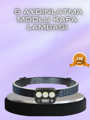 El Hareket Sensörlü LED Kafa Feneri 5 Mod Ayarlanabilir