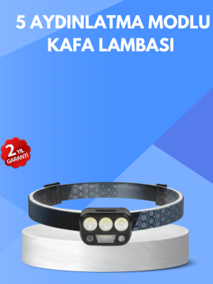 300 Lümen Sensörlü LED Kafa Lambası USB Şarjlı SOS Modlu