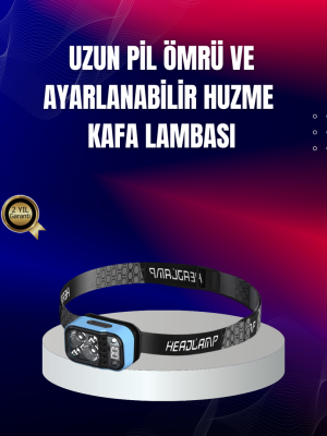 Süper Parlak LED Kafa Feneri 3 Renk 53 Mod Type C Şarjlı