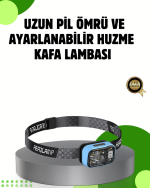 53 Modlu Süper Parlak LED Kafa Lambası Type C Şarjlı Güç Göstergeli
