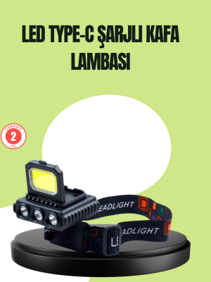 800 Lumen Çok Fonksiyonlu LED Kafa Lambası Type C Şarjlı