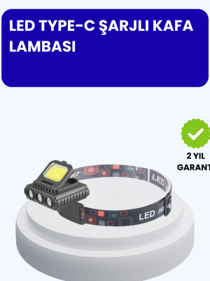 800 Lumen LED Kafa Lambası COB ve XPE Led Type C Şarjlı Ayarlanabilir