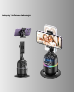 Telefon ve Kamera Uyumlu 360° Otomatik Takipli Akıllı Masa Tripodu - Görsel 4