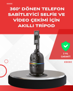 Yapay Zeka Destekli Yüz Takip Özellikli 360 Derece Dönen Masaüstü Telefon Sabitleyici