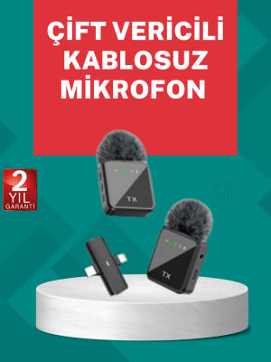 Profesyonel Ses Kayıtları İçin 2’li Kablosuz Yaka Mikrofon Seti