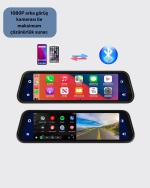 10 İnç Tam Dokunmatik Dikiz Aynası Kamera Ön Arka Full HD - Görsel 3