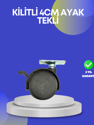 Dolap ve Raflar İçin 4 cm Kilitli Tekerlek Tekli
