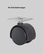 6 cm Kilitsiz Masa Ayağı Tekli Döner Tekerlek - Görsel 2