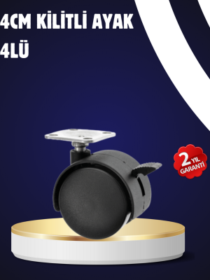 4’lü Kilitli Tekerlek Ayak 4 cm Sessiz ve Dayanıklı