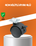 Kilitli Mini Tekerlek Ayak 4 cm 4’lü Set