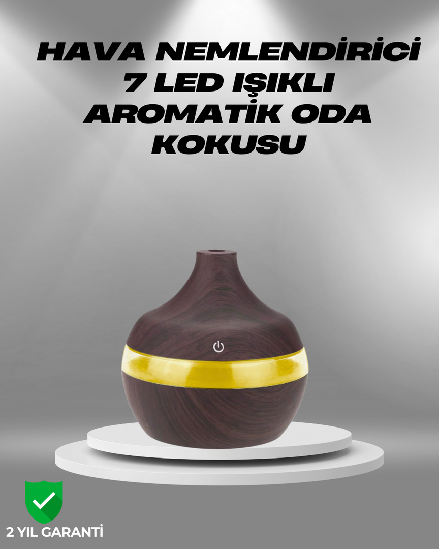 1247779_4-116.png Aromaterapi Uyumlu 300 ml LED Işıklı Oda Kokusu Difüzörü - Görsel 1