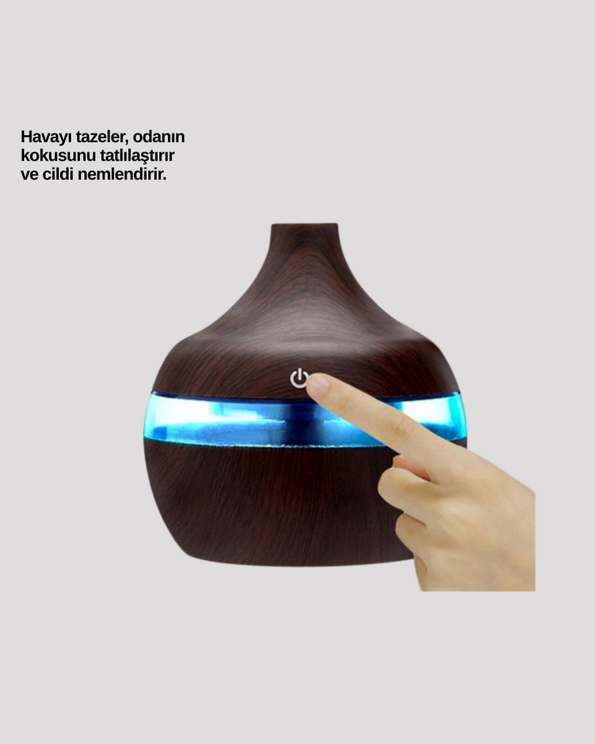 1247779_9-111.png Aromaterapi Uyumlu 300 ml LED Işıklı Oda Kokusu Difüzörü - Görsel 4