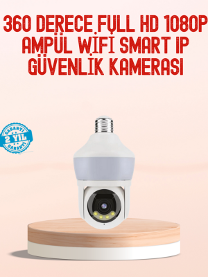 360° Full HD Wi-Fi Akıllı Ampül Kamera Gece Görüşlü