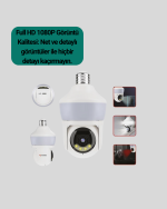 360° Full HD Wi-Fi Akıllı Ampül Kamera Gece Görüşlü - Görsel 3
