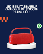 Derin Baslı Çift Hoparlörlü Taşınabilir Kablosuz Hoparlör