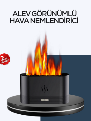 Aromatik Oda Kokusu Difüzörü Alev Tasarımlı LED Işıklı Nemlendirici