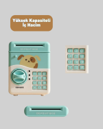 Çocuklar İçin Su Yeşili ATM Kasa Tasarımlı Şifreli Kumbara - Görsel 4