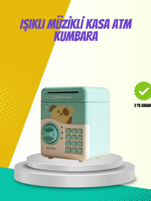 ATM Görünümlü Su Yeşili Otomatik Para Çeken Şifreli Kumbara