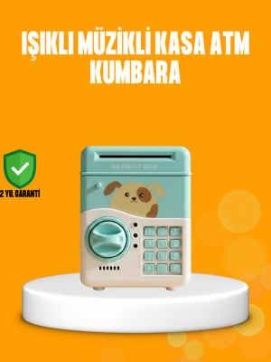 Su Yeşili ATM Kasa Görünümlü Elektronik Şifreli Çocuk Kumbarası