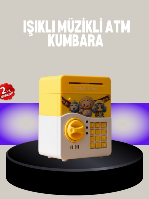 Sarı Şifreli Eğitici Çocuk Kumbarası Otomatik Para Girişli