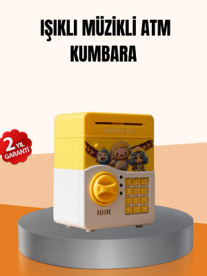 ATM Tasarımlı Sarı Işıklı Sesli Elektronik Kumbara