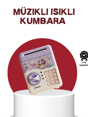 ATM Tasarımlı Şifreli Işıklı Çocuk Kumbarası Mor