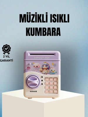 Işıklı Sesli Şifreli Otomatik Para Çeken Kumbara Mor
