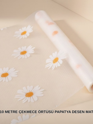 10 Metre Papatya Desenli Kolay Temizlenebilir Çekmece Matı