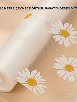 10 Metre Papatya Desenli Dolap İçi Kaymaz Koruyucu Mat