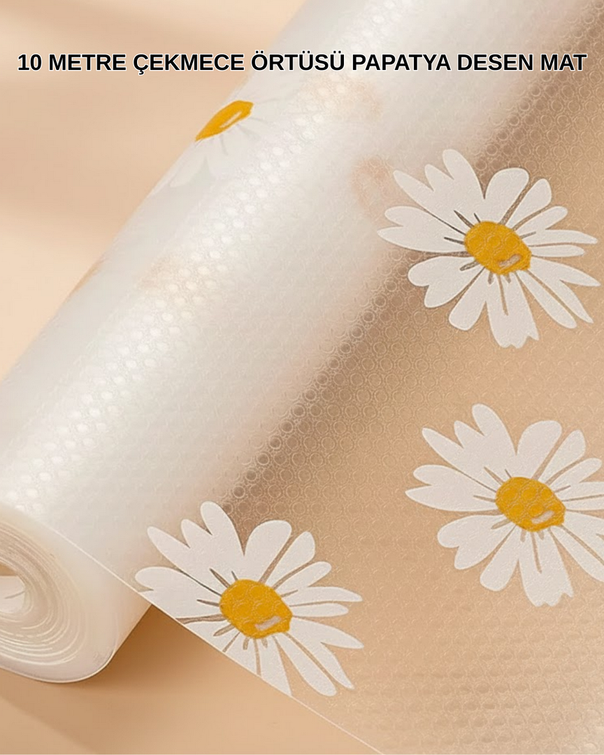 1247959_3-145.png 10 Metre Papatya Desenli Dolap İçi Kaymaz Koruyucu Mat - Görsel 1