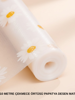 10 Metre Papatya Desenli Yapışmaz Kaydırmaz Çekmece Örtüsü