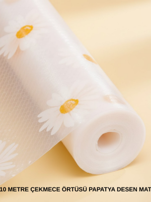 10 Metre Papatya Desenli Kaymaz Dolap ve Çekmece İçi Mat