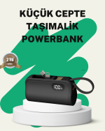 2000mAh Mini Powerbank Dahili Konektörlü PD 20W