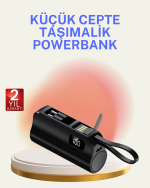 Dahili Konektörlü 20W Hızlı Şarj Mini Taşınabilir Powerbank