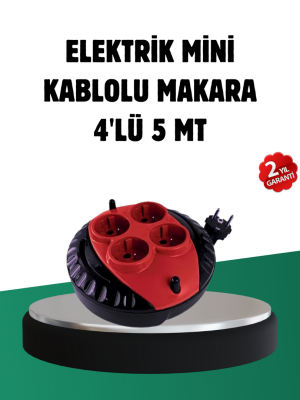 Türkiye Üretimi 5 Metre 4 Prizli Kablolu Makara