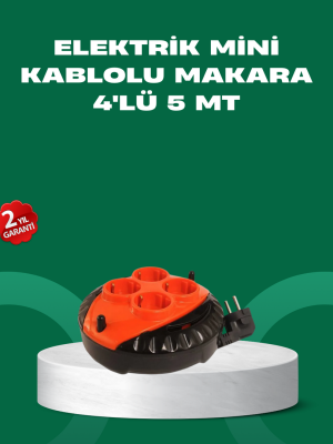 5 Metre Kablolu 4’lü Kırmızı Priz Makara
