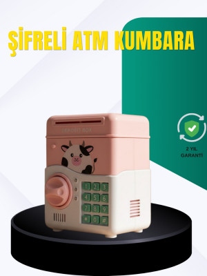Pembe Şifreli Eğitici ATM Kasa Çocuk Kumbarası