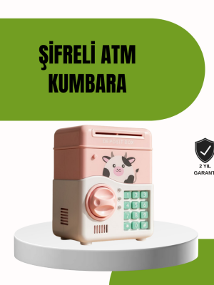 ATM Tasarımlı Pembe Işıklı Sesli Çocuk Kumbarası