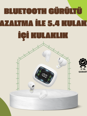 Bluetooth 5.4 Teknolojili Kablosuz Kulaklık LED Göstergeli